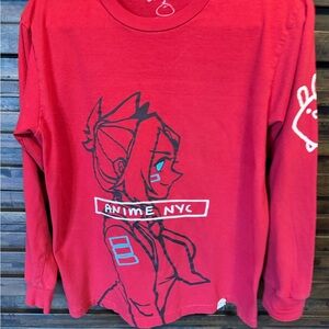 Ohmonah‎ Anime NYC Red Long Sleeved Shirt Size Small EUC